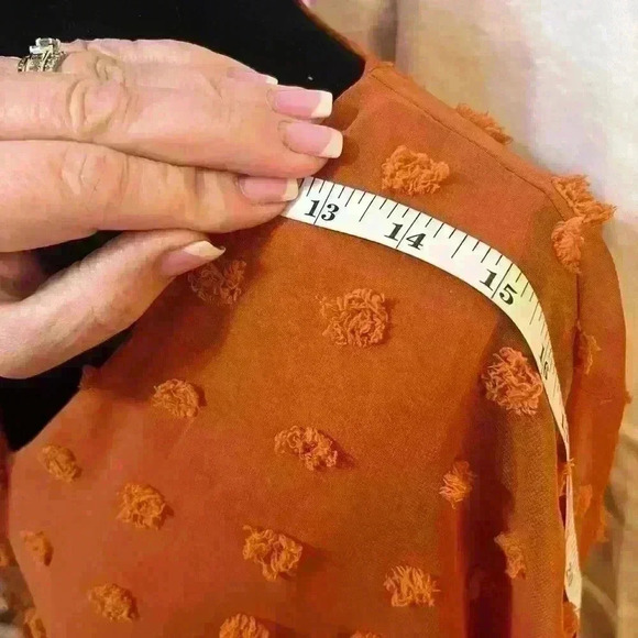 Kirundo Women's Dress Terracotta Pom Texture Sheer Flowy Short Sleeves Lined L - Picture 4 of 7